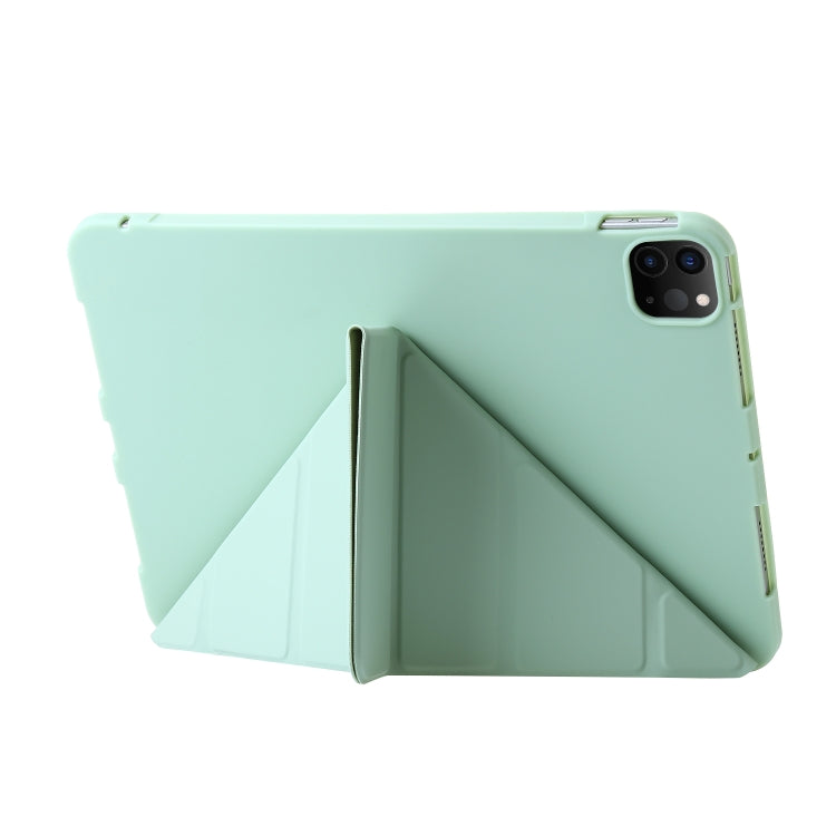 For iPad Pro 11 2024 TPU Deformation Flip Leather Tablet Case with Holder(Mint Green)