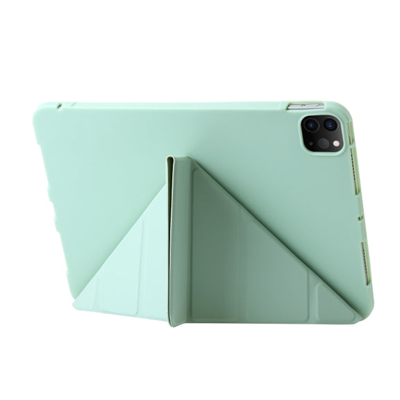 For iPad Pro 11 2024 TPU Deformation Flip Leather Tablet Case with Holder(Mint Green)