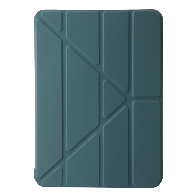 For iPad Pro 13 2024 TPU Deformation Flip Leather Tablet Case with Holder(Dark Green)