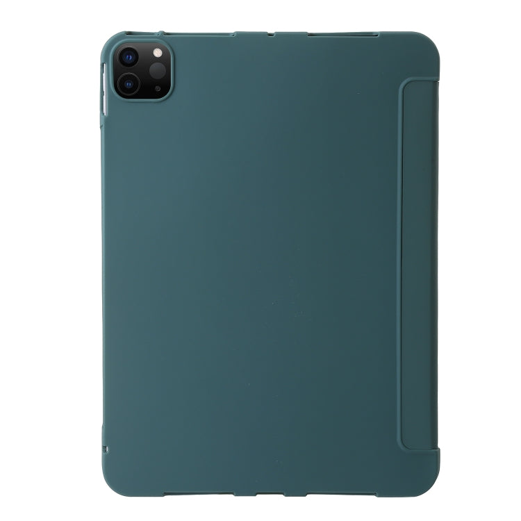 For iPad Pro 13 2024 TPU Deformation Flip Leather Tablet Case with Holder(Dark Green)