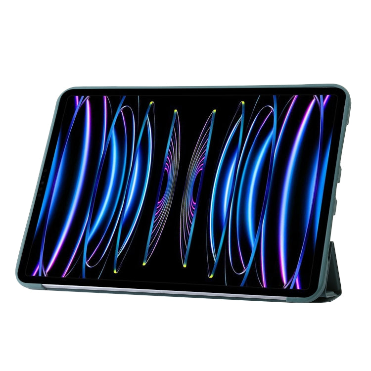 For iPad Pro 13 2024 TPU Deformation Flip Leather Tablet Case with Holder(Dark Green)