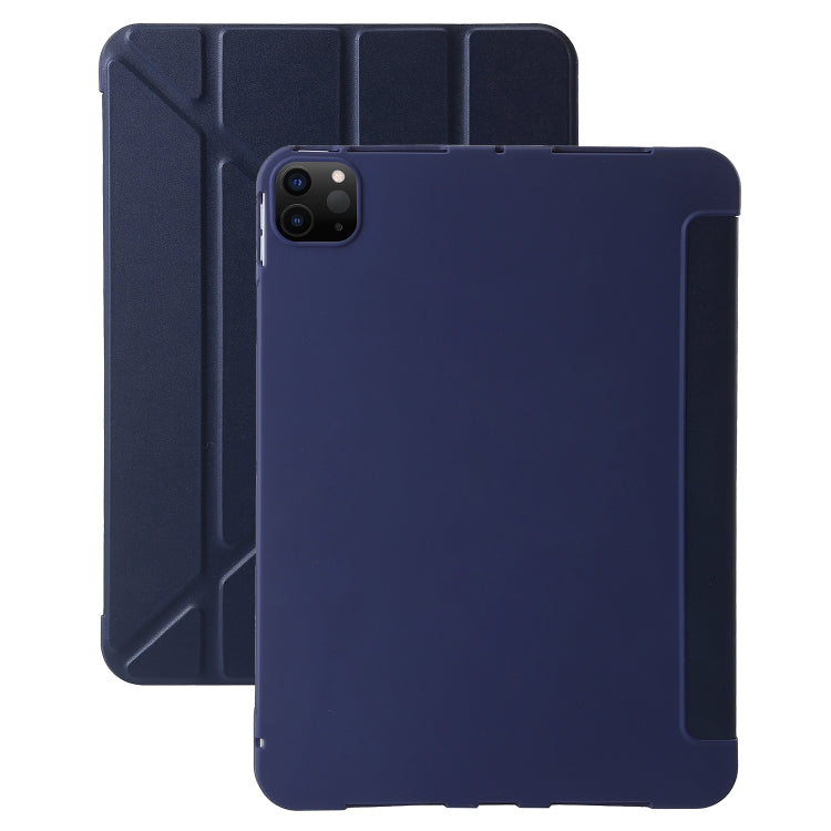 For iPad Pro 13 2024 TPU Deformation Flip Leather Tablet Case with Holder(Dark Blue)