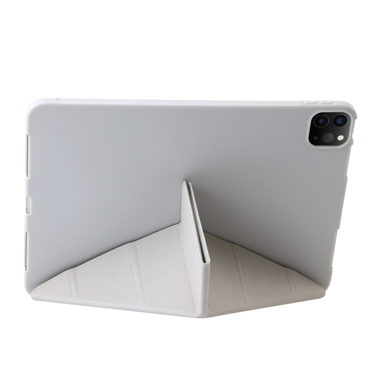 For iPad Pro 13 2024 TPU Deformation Flip Leather Tablet Case with Holder(Grey)