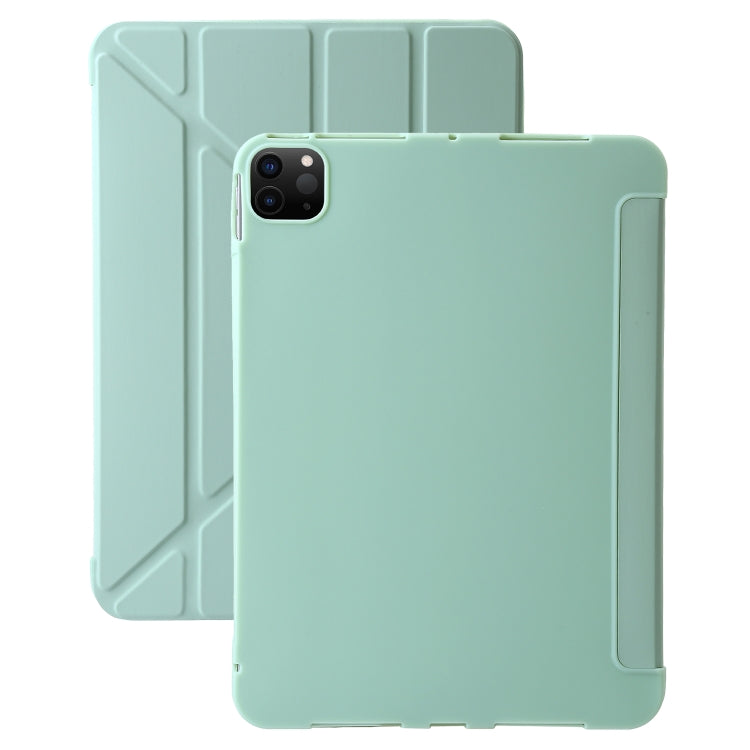 For iPad Pro 13 2024 TPU Deformation Flip Leather Tablet Case with Holder(Mint Green)