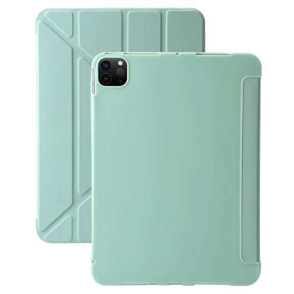 For iPad Pro 13 2024 TPU Deformation Flip Leather Tablet Case with Holder(Mint Green)