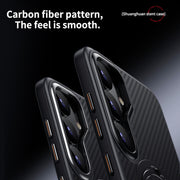 For Samsung Galaxy S25+ 5G Double Ring MagSafe Holder Carbon Fibre Phone Case(Black)
