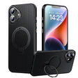 For iPhone 16 Double Ring MagSafe Holder Carbon Fiber Phone Case(Black) - iPhone 16 Cases by PMC TechLife | Online Shopping South Africa | PMC TechLife | Buy Now Pay Later Mobicred
