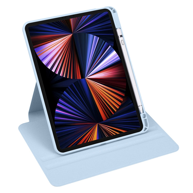 For iPad Air 11 2024 Acrylic 360 Degree Rotation Holder Leather Tablet Case(Ice Blue)