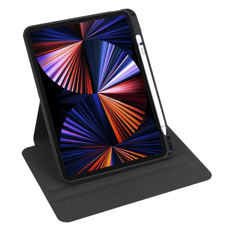 For iPad Pro 11 2024 Acrylic 360 Degree Rotation Holder Leather Tablet Case(Black)