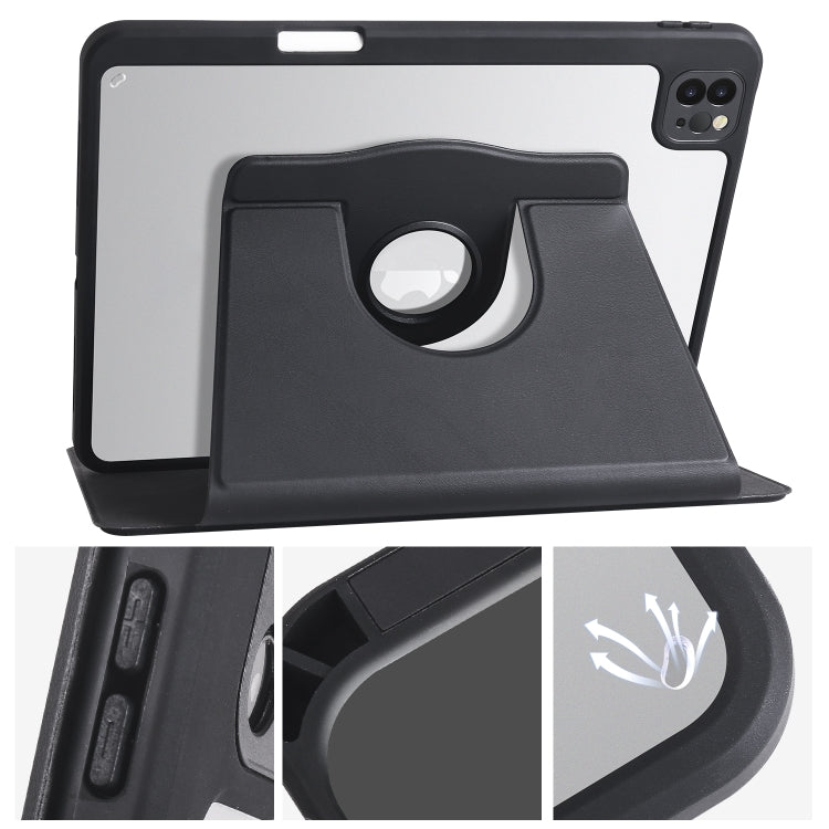 For iPad Pro 11 2024 Acrylic 360 Degree Rotation Holder Leather Tablet Case(Black)