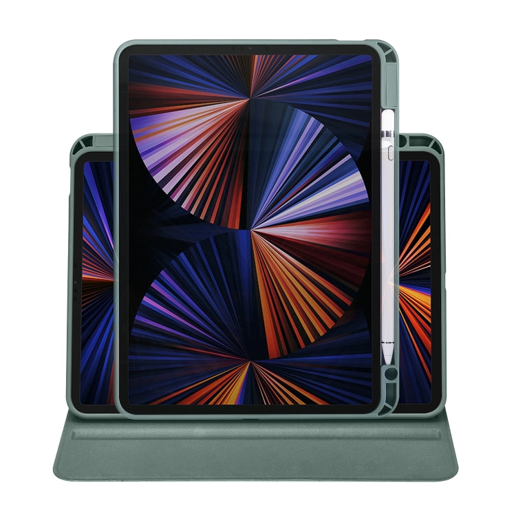 For iPad Pro 11 2024 Acrylic 360 Degree Rotation Holder Leather Tablet Case(Pine Green)