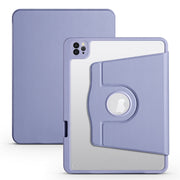 For iPad Pro 11 2024 Acrylic 360 Degree Rotation Holder Leather Tablet Case(Lavender Purple)