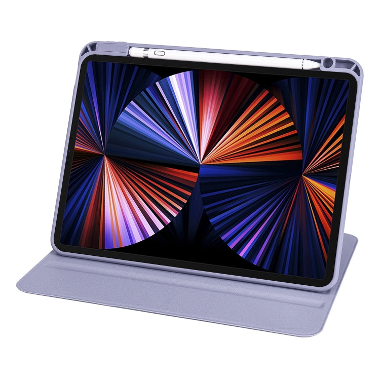 For iPad Pro 11 2024 Acrylic 360 Degree Rotation Holder Leather Tablet Case(Lavender Purple)