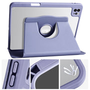 For iPad Pro 11 2024 Acrylic 360 Degree Rotation Holder Leather Tablet Case(Lavender Purple)