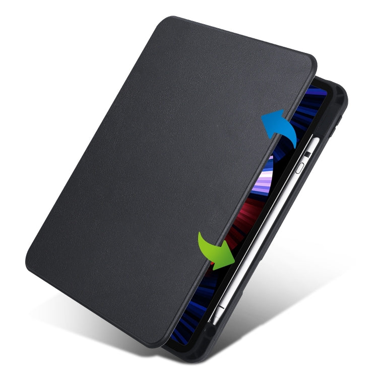 For iPad Pro 13 2024 Acrylic 360 Degree Rotation Holder Leather Tablet Case(Black)