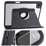 For iPad Pro 13 2024 Acrylic 360 Degree Rotation Holder Leather Tablet Case(Black)