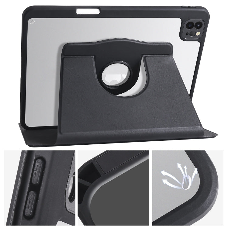 For iPad Pro 13 2024 Acrylic 360 Degree Rotation Holder Leather Tablet Case(Black)