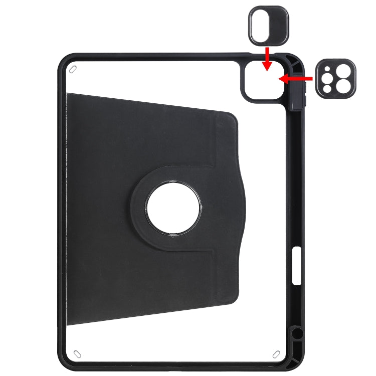 For iPad Pro 13 2024 Acrylic 360 Degree Rotation Holder Leather Tablet Case(Black)