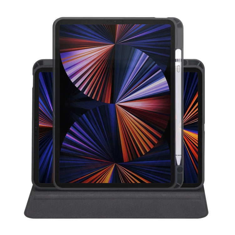 For iPad Pro 13 2024 Acrylic 360 Degree Rotation Holder Leather Tablet Case(Black)