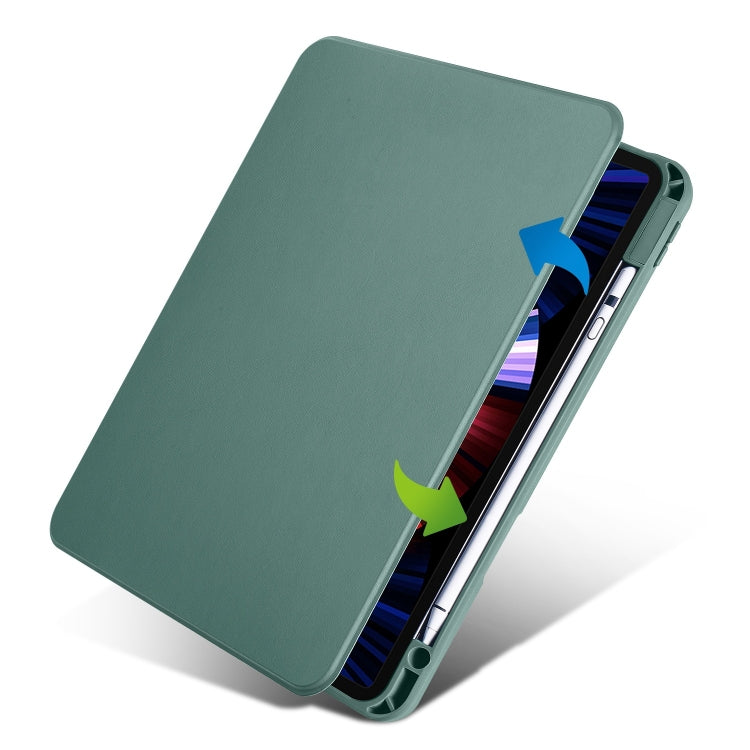 For iPad Pro 13 2024 Acrylic 360 Degree Rotation Holder Leather Tablet Case(Pine Green)