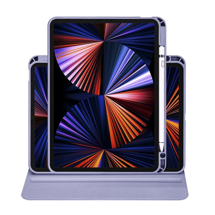 For iPad Pro 13 2024 Acrylic 360 Degree Rotation Holder Leather Tablet Case(Lavender Purple)