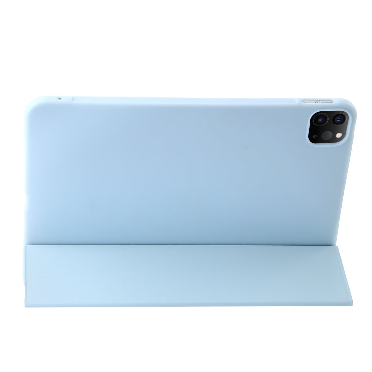For iPad Pro 13 2024 Three-fold Holder Flip Tablet Leather Case(Sky Blue)