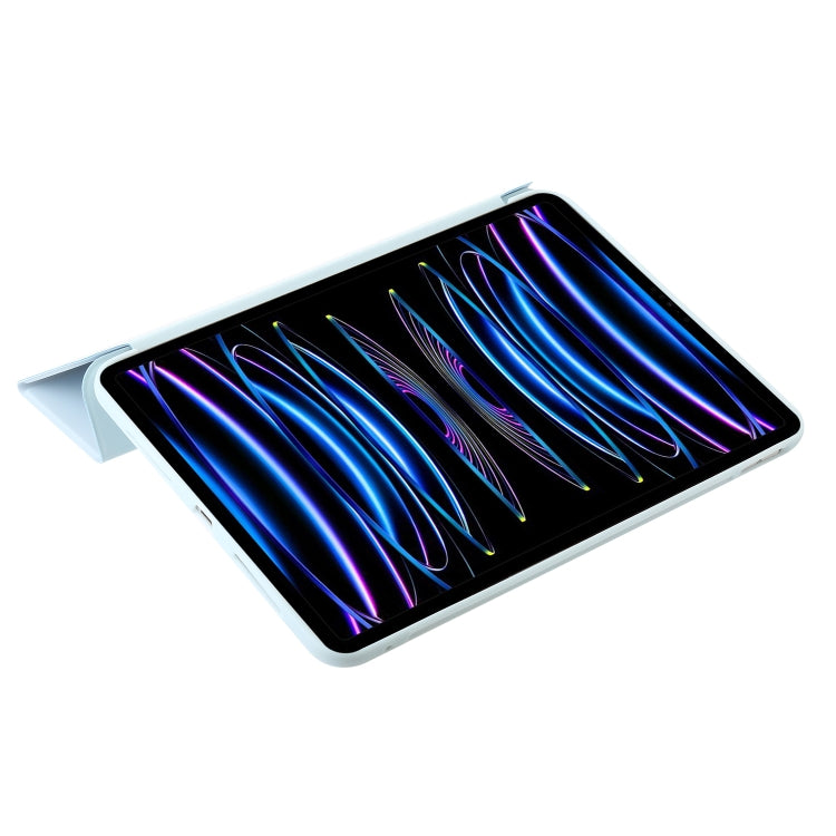For iPad Pro 13 2024 Three-fold Holder Flip Tablet Leather Case(Sky Blue)