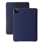 For iPad Pro 13 2024 Three-fold Holder Flip Tablet Leather Case(Dark Blue)