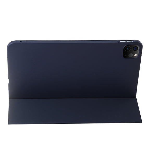 For iPad Pro 13 2024 Three-fold Holder Flip Tablet Leather Case(Dark Blue)