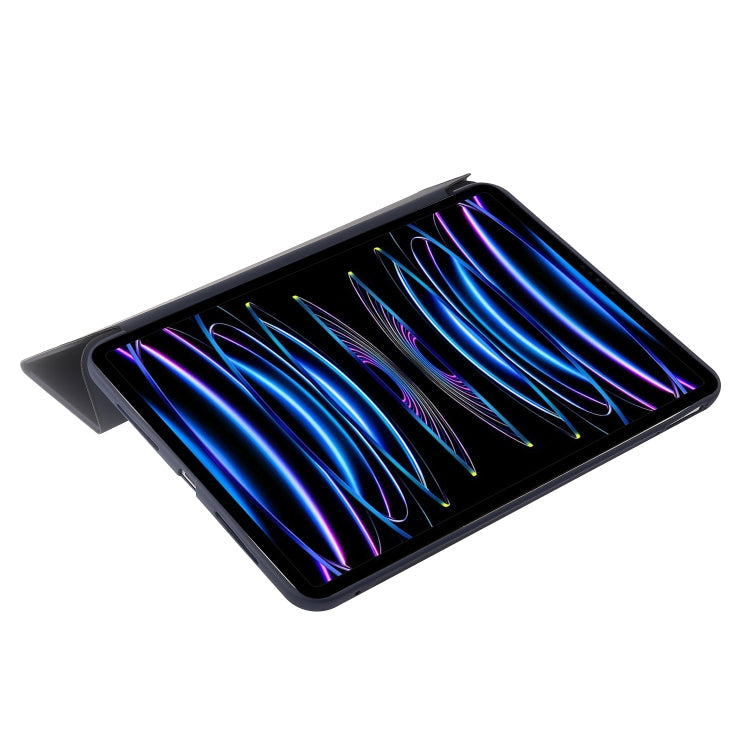 For iPad Pro 13 2024 Three-fold Holder Flip Tablet Leather Case(Dark Blue)