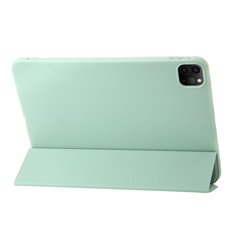 For iPad Pro 13 2024 Three-fold Holder Flip Tablet Leather Case(Mint Green)