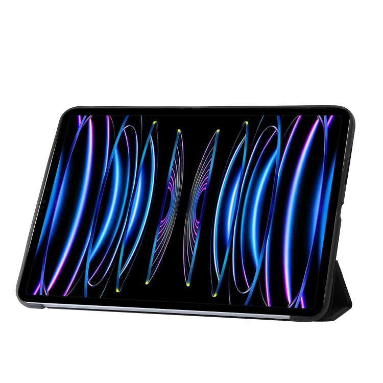 For iPad Pro 13 2024 Three-fold Holder Flip Tablet Leather Case(Black)