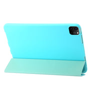 For iPad Pro 13 2024 Three-fold Holder Flip Tablet Leather Case(Mint Blue)