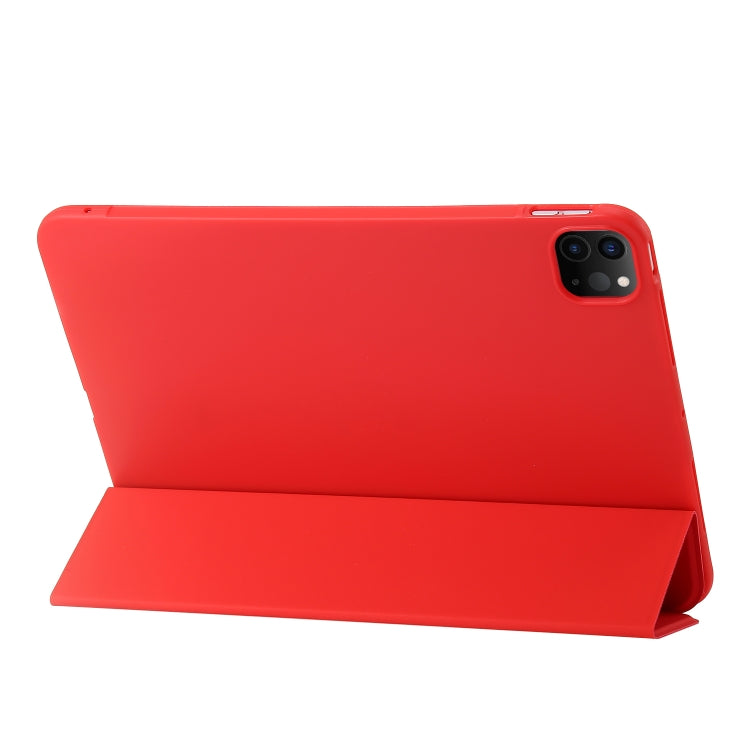 For iPad Pro 13 2024 Three-fold Holder Flip Tablet Leather Case(Red)