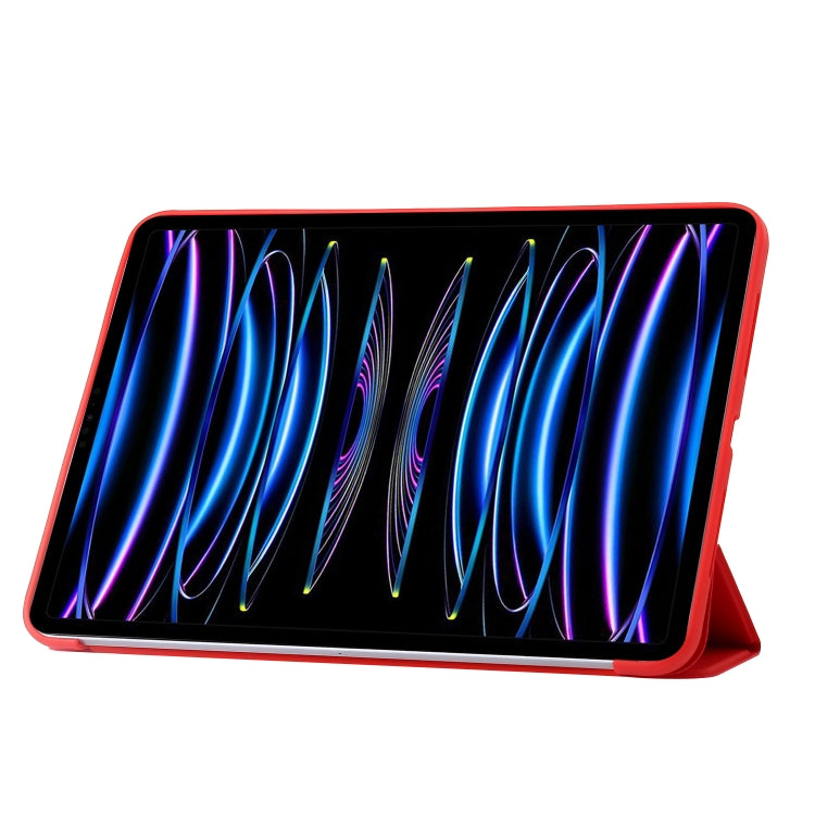For iPad Pro 13 2024 Three-fold Holder Flip Tablet Leather Case(Red)