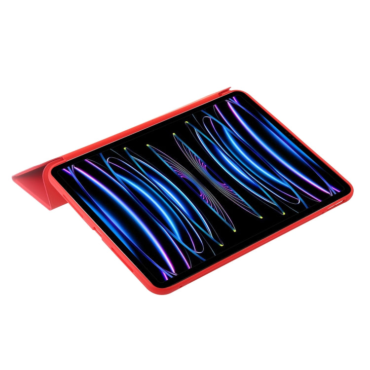 For iPad Pro 13 2024 Three-fold Holder Flip Tablet Leather Case(Red)
