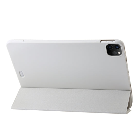 For iPad Pro 13 2024 Three-fold Holder Flip Tablet Leather Case(Grey)