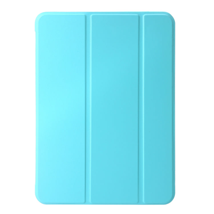 For iPad Air 13 2024 Three-fold Holder Flip Tablet Leather Case(Mint Blue)