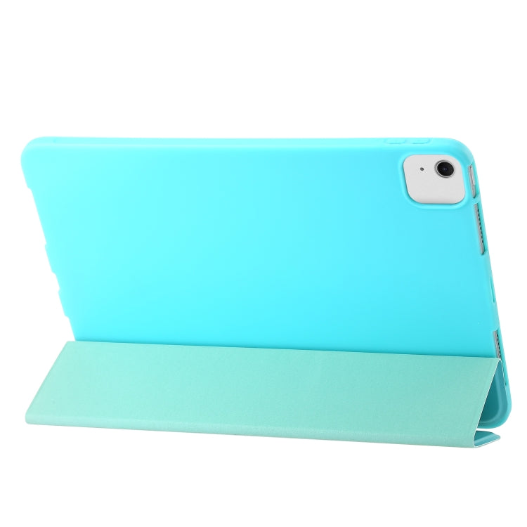 For iPad Air 13 2024 Three-fold Holder Flip Tablet Leather Case(Mint Blue)