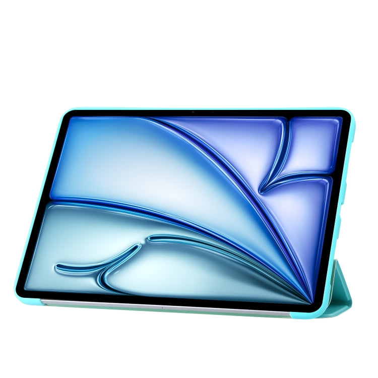 For iPad Air 13 2024 Three-fold Holder Flip Tablet Leather Case(Mint Blue)