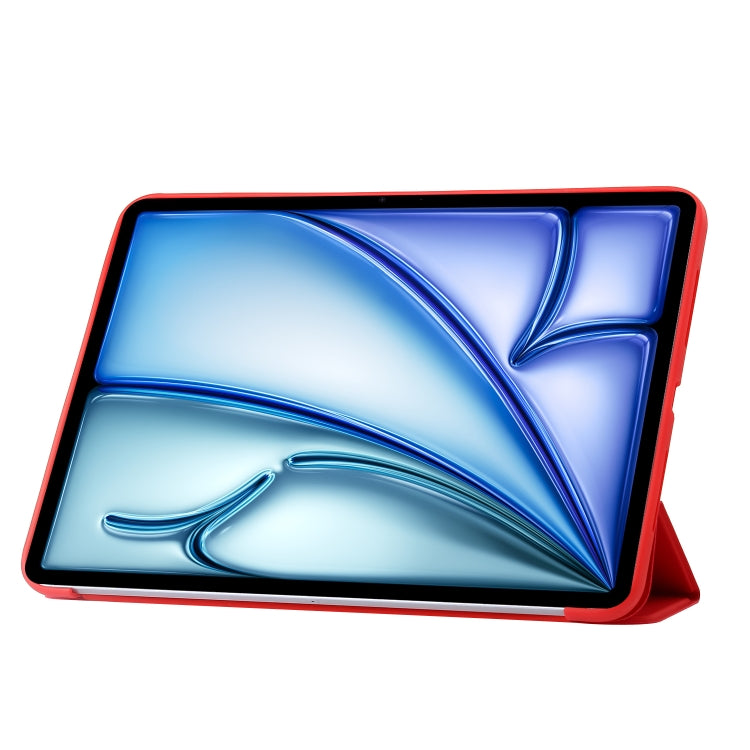 For iPad Air 13 2025 / 2024 Three-fold Holder Flip Tablet Leather Case(Red)