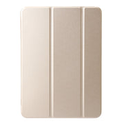 For iPad Air 13 2024 Three-fold Holder Flip Tablet Leather Case(Gold)