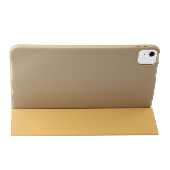 For iPad Air 13 2024 Three-fold Holder Flip Tablet Leather Case(Gold)