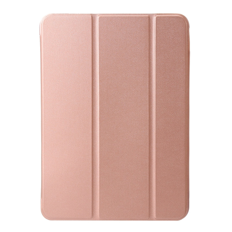 For iPad Air 11 2025 / 2024 Three-fold Holder Flip Tablet Leather Case(Rose Gold)