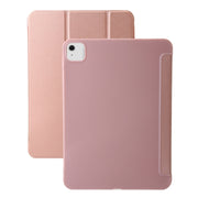 For iPad Air 11 2025 / 2024 Three-fold Holder Flip Tablet Leather Case(Rose Gold)