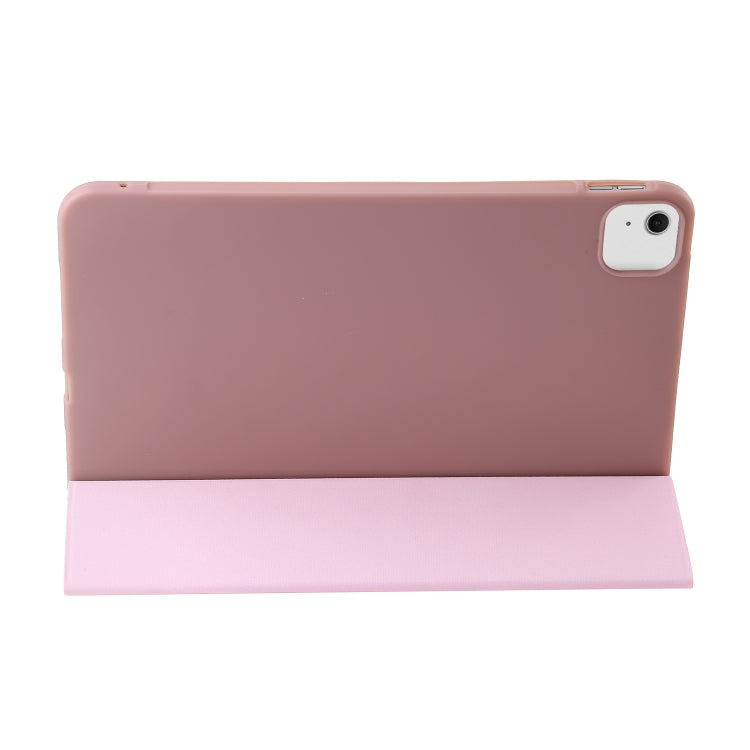 For iPad Air 11 2025 / 2024 Three-fold Holder Flip Tablet Leather Case(Rose Gold)