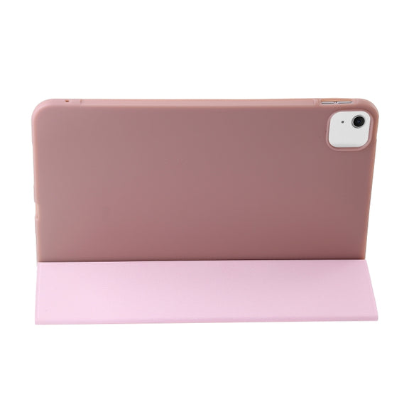 For iPad Air 11 2025 / 2024 Three-fold Holder Flip Tablet Leather Case(Rose Gold)