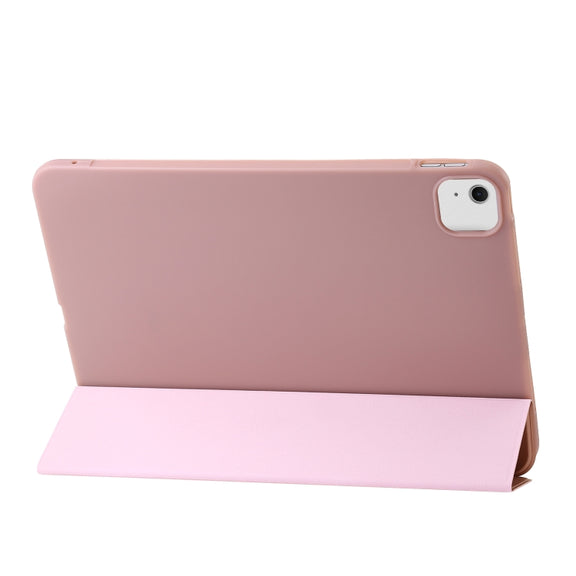 For iPad Air 11 2025 / 2024 Three-fold Holder Flip Tablet Leather Case(Rose Gold)