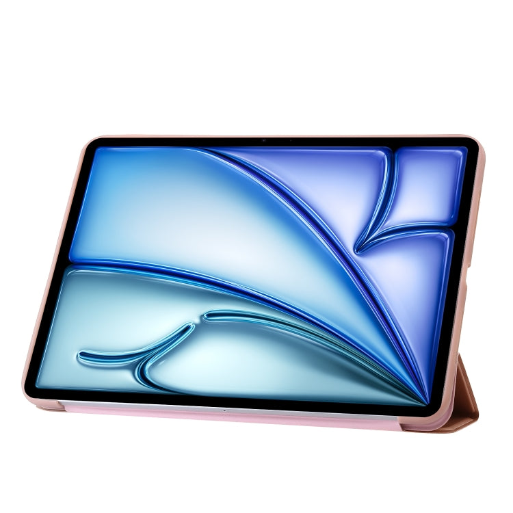 For iPad Air 11 2025 / 2024 Three-fold Holder Flip Tablet Leather Case(Rose Gold)