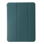 For iPad Air 11 2024 Three-fold Holder Flip Tablet Leather Case(Dark Green)